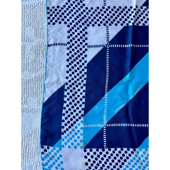 Vintage Blue & White Abstract Print Pure Silk Scarf Terry of Rome 30" AS IS - Picture 5 of 9